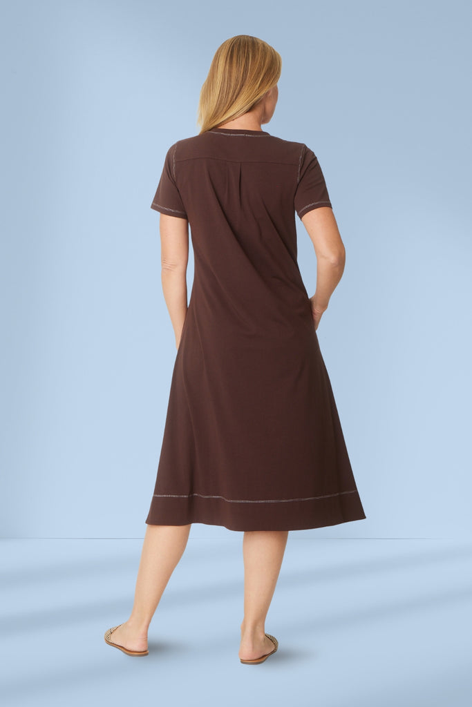 Cordelia St Short Sleeve Contrast Dress Chocolate From BoxHill