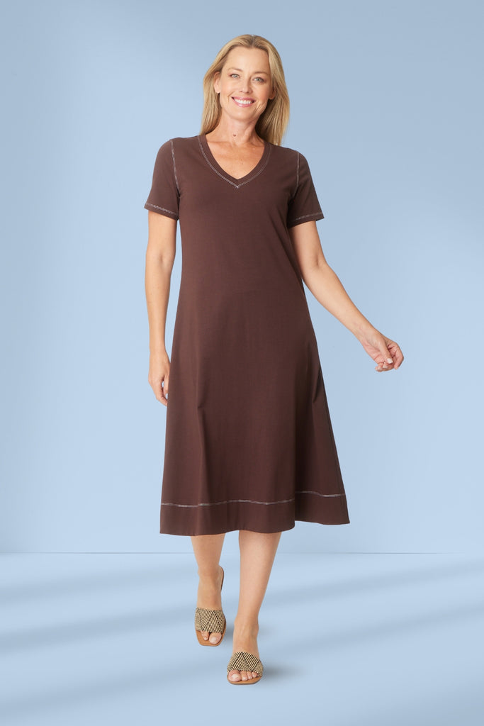 Cordelia St Short Sleeve Contrast Dress Chocolate From BoxHill
