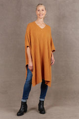 Eb and Ive Alawa Cable Poncho Ochre From BoxHill