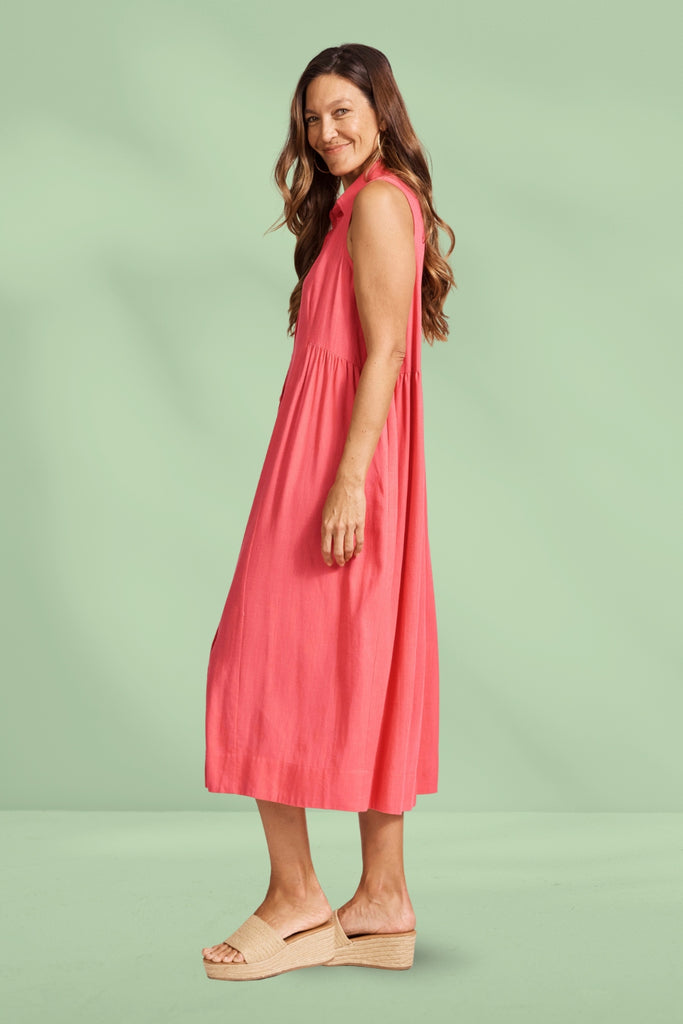 Eb and Ive Alesia Sleeveless Shirt Dress Melon From BoxHill
