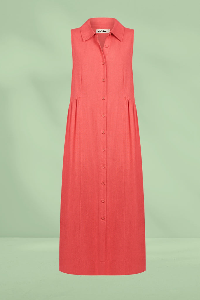 Eb and Ive Alesia Sleeveless Shirt Dress Melon From BoxHill