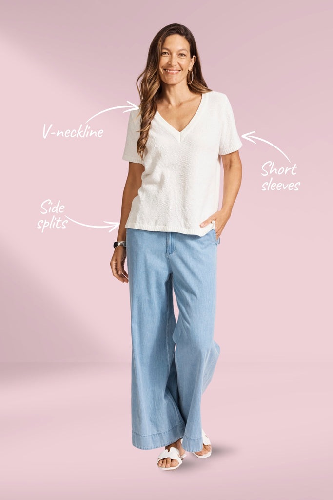 Eb and Ive Artemis V Knit Top White From BoxHill