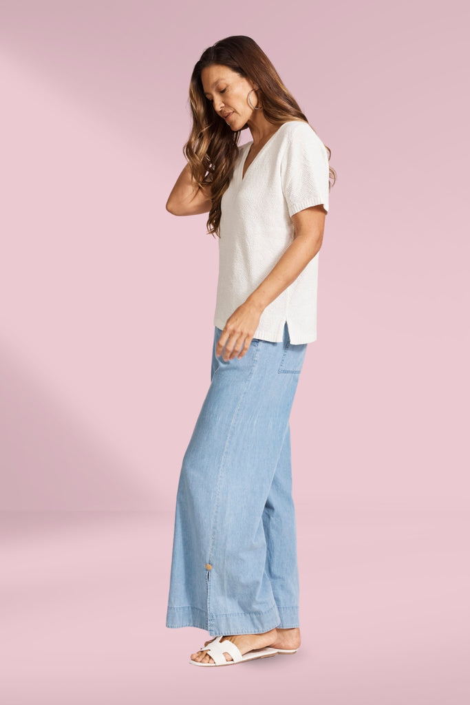 Eb and Ive Artemis V Knit Top White From BoxHill