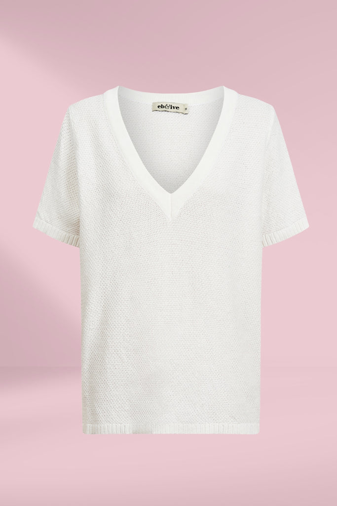 Eb and Ive Artemis V Knit Top White From BoxHill