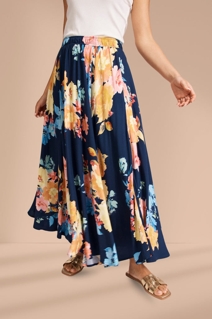 Eb and Ive Parisio Maxi Skirt Indigo Bloom From BoxHill