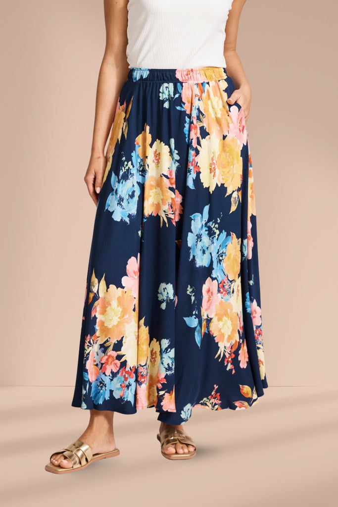 Eb and Ive Parisio Maxi Skirt Indigo Bloom From BoxHill