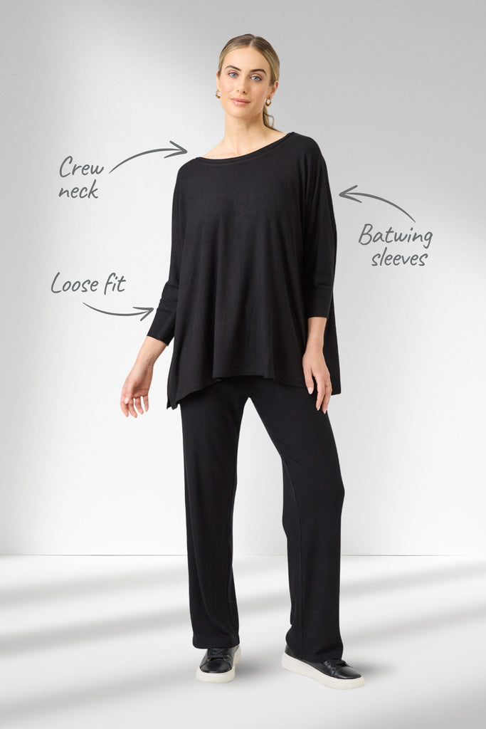 Eb and Ive Studio Jersey Top Ebony From BoxHill