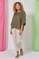 Eb and Ive Studio Relaxed Top Khaki One Size Khaki From BoxHill