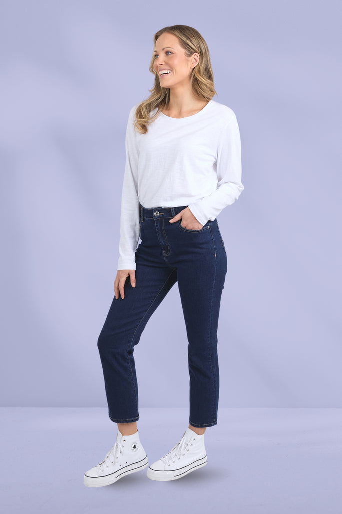 Elm Ada Straight Leg Jeans Dark Blue Wash From BoxHill