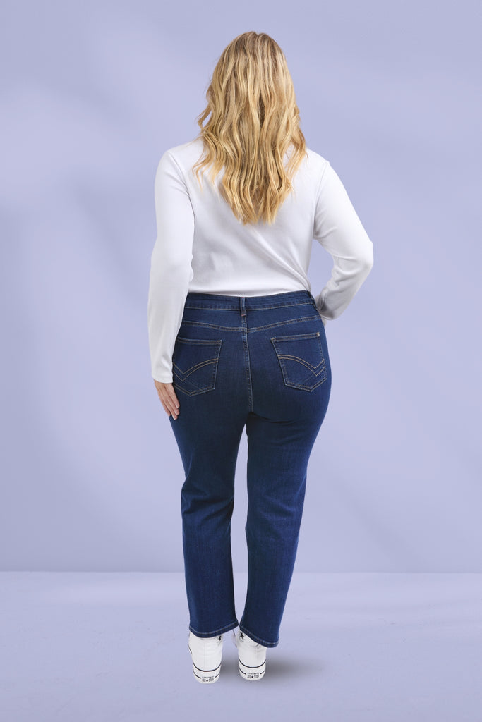 Elm Ada Straight Leg Jeans Dark Blue Wash From BoxHill