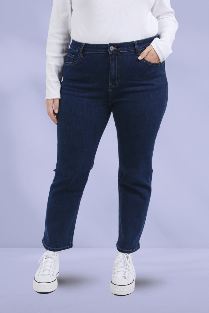 Elm Ada Straight Leg Jeans Dark Blue Wash From BoxHill