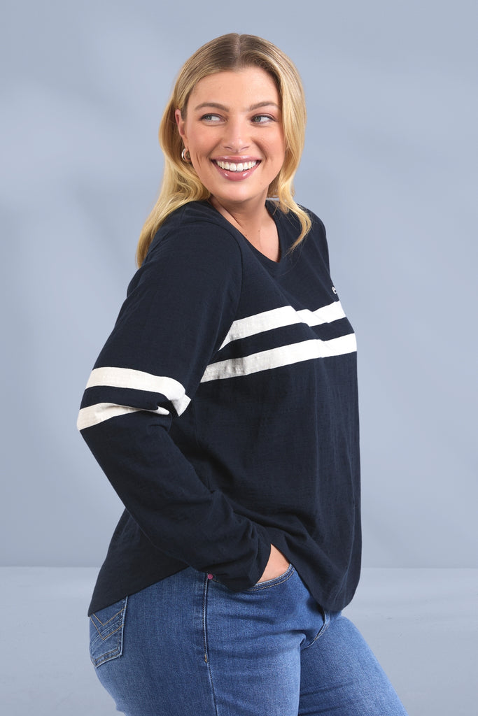 Elm Adora Long Sleeve Tee Navy From BoxHill