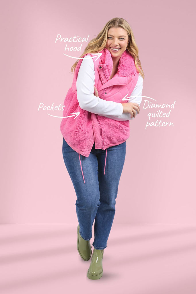 Elm Alaska Quilted Vest Geranium Pink From BoxHill