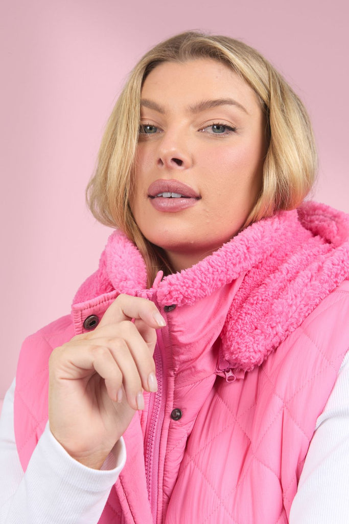 Elm Alaska Quilted Vest Geranium Pink From BoxHill