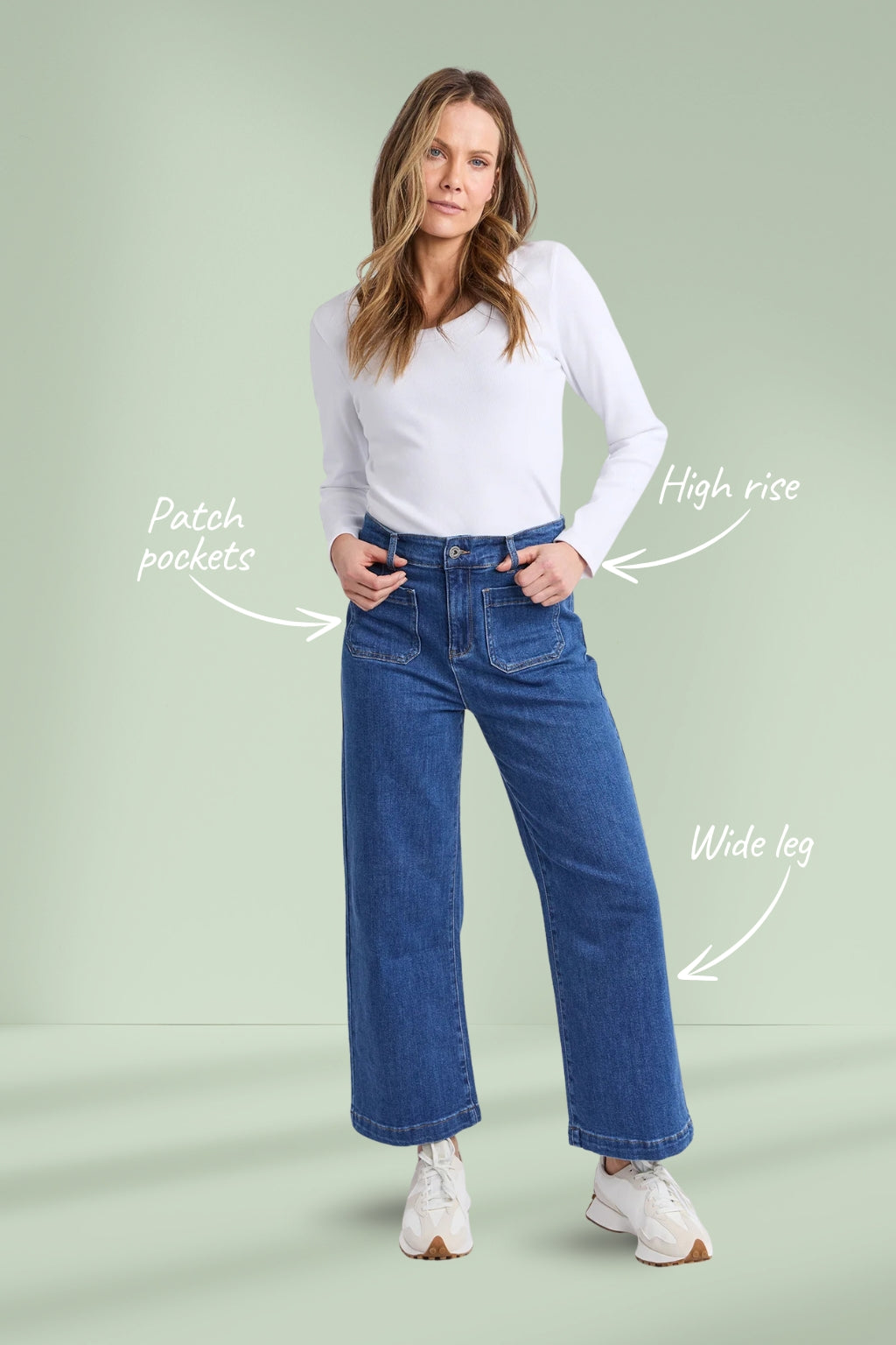 Elm Alyssa Front Pocket Jeans Mid Blue Wash Elm