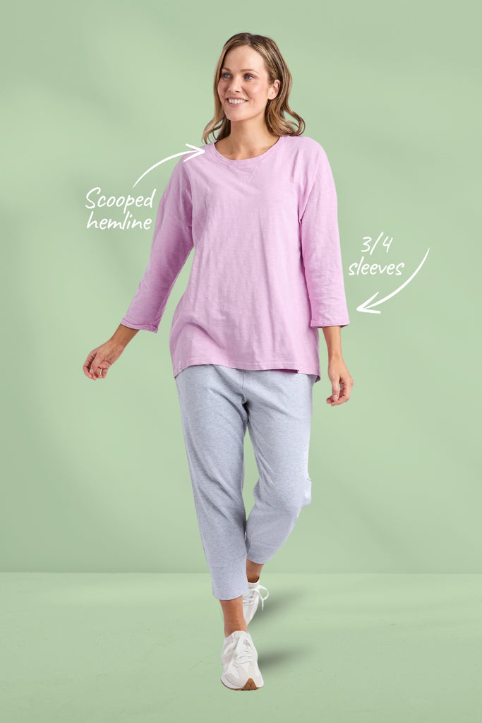 Elm Annie 3/4 Sleeve Tee Dusty Pink From BoxHill