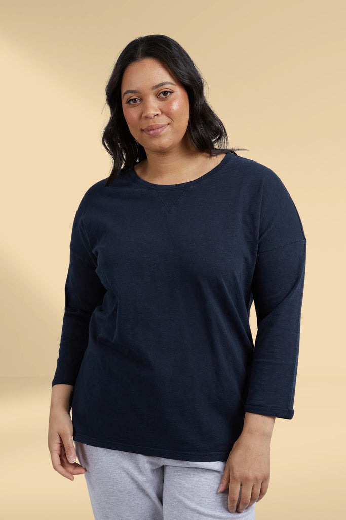 Elm Annie 3/4 Sleeve Tee Navy From BoxHill