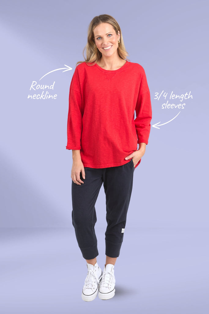 Elm Annie 3/4 Sleeve Tee Poppy From BoxHill