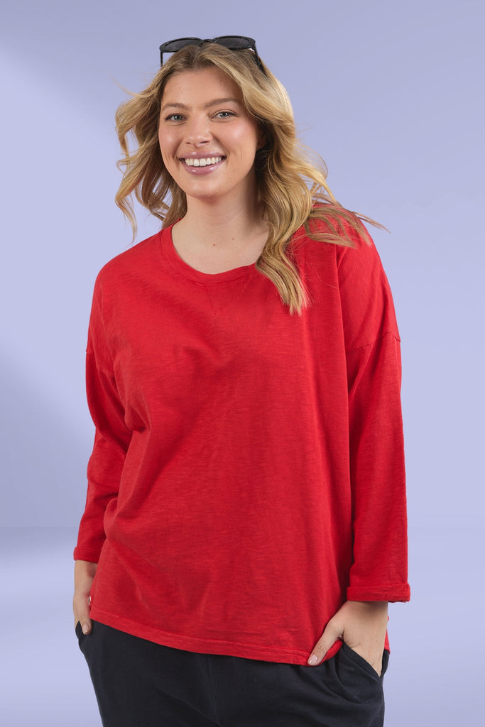 Elm Annie 3/4 Sleeve Tee Poppy From BoxHill