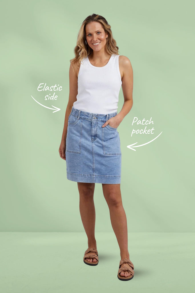 Elm Atlas Denim Skirt Blue From BoxHill