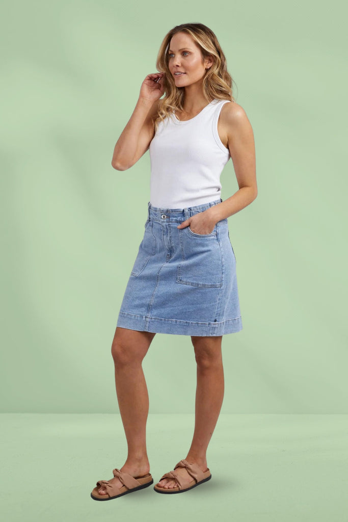 Elm Atlas Denim Skirt Blue From BoxHill