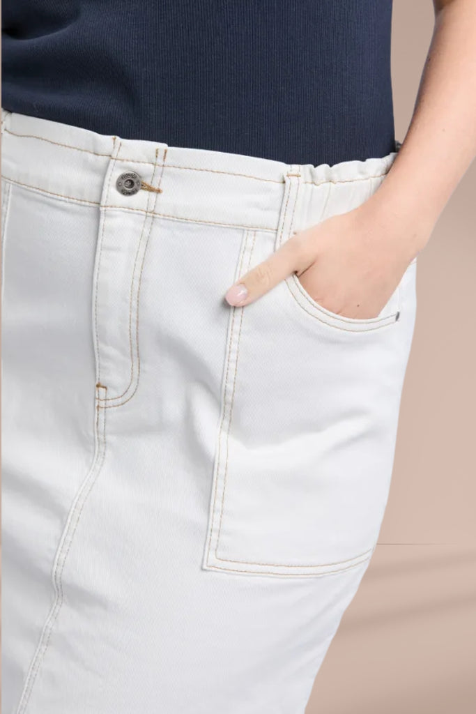 Elm Atlas Denim Skirt Vintage White From BoxHill