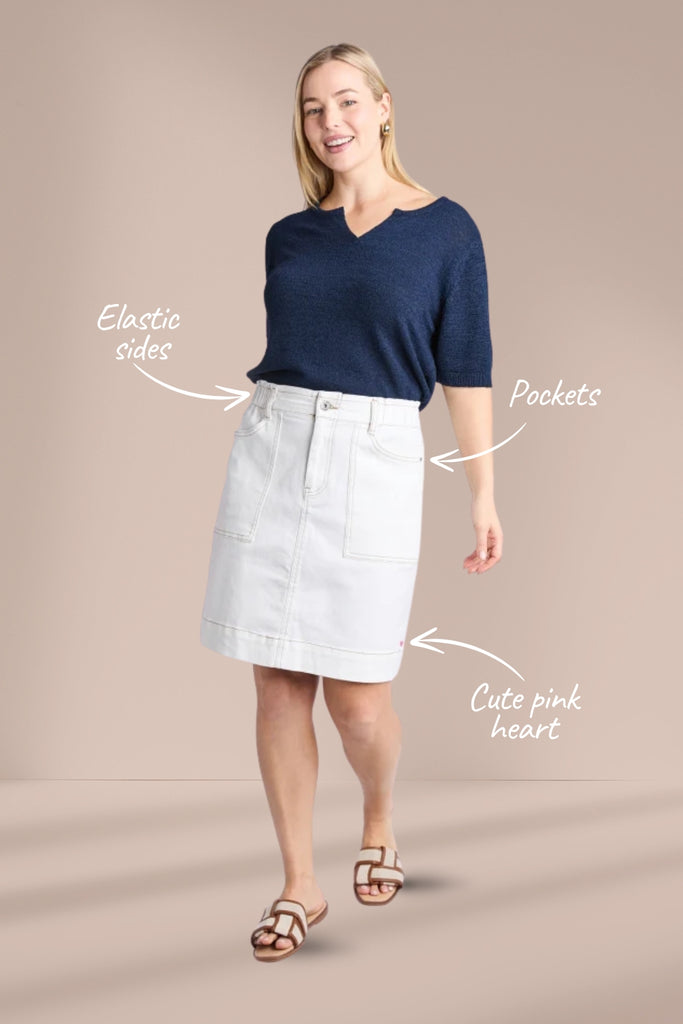 Elm Atlas Denim Skirt Vintage White From BoxHill