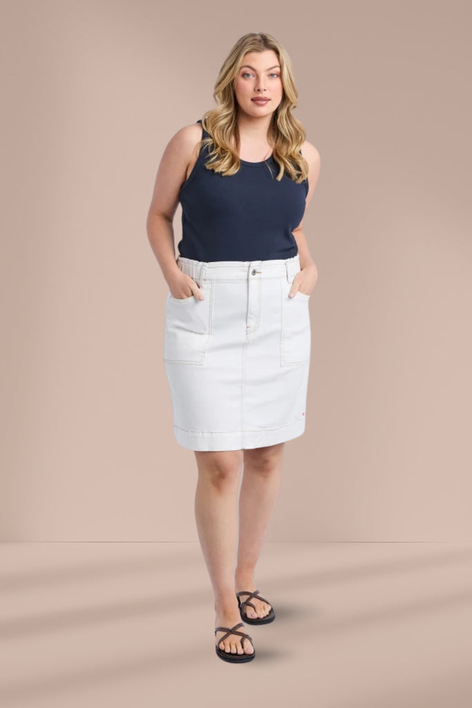 Elm Atlas Denim Skirt Vintage White From BoxHill