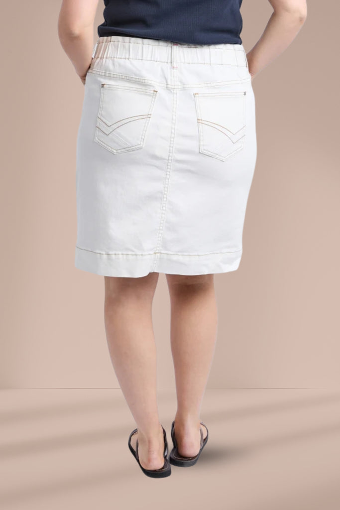 Elm Atlas Denim Skirt Vintage White From BoxHill