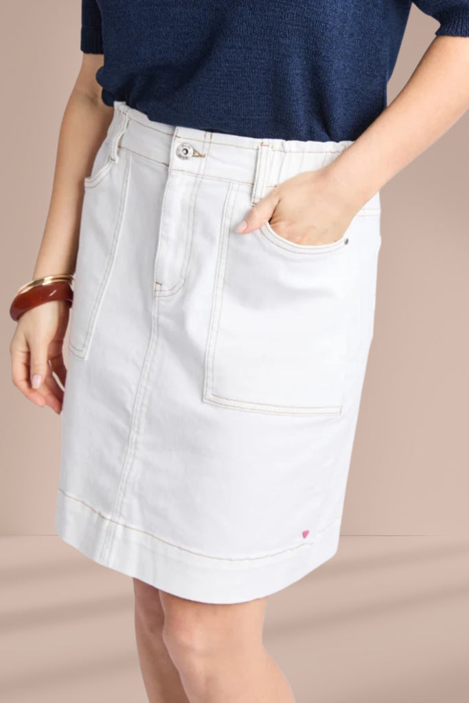 Elm Atlas Denim Skirt Vintage White From BoxHill