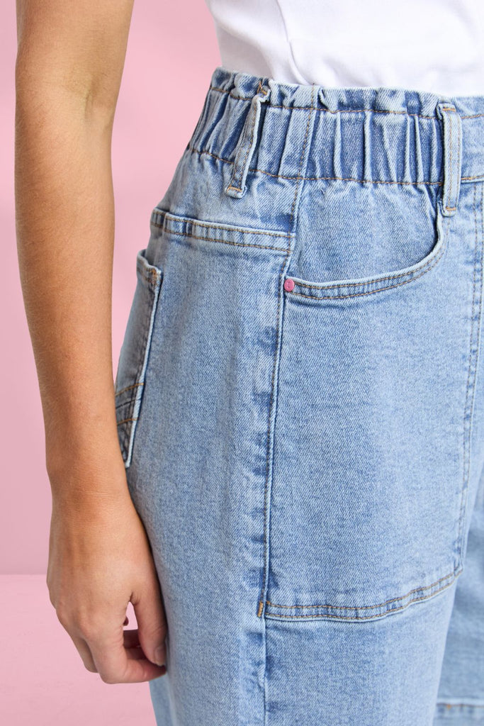 Elm Atlas Long Denim Short Mid Blue Wash From BoxHill