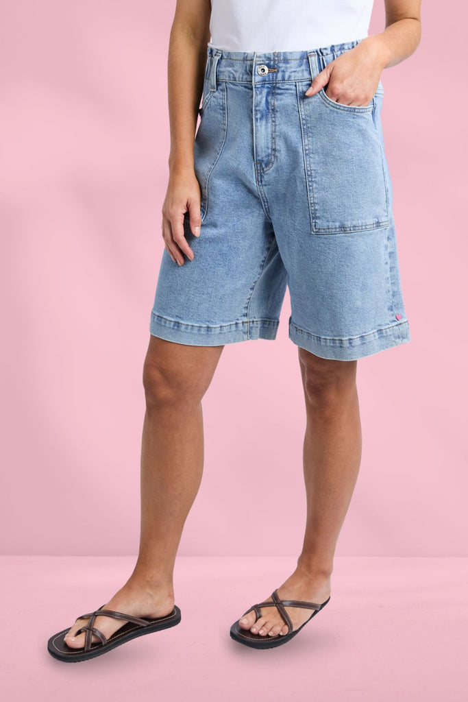 Elm Atlas Long Denim Short Mid Blue Wash From BoxHill