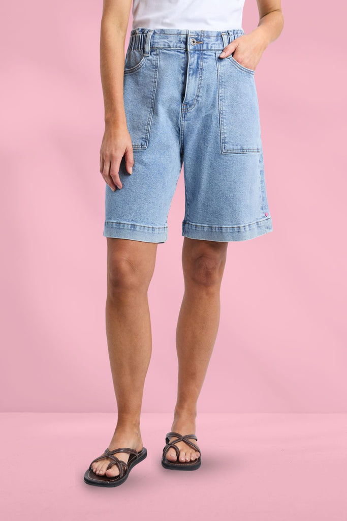 Elm Atlas Long Denim Short Mid Blue Wash From BoxHill