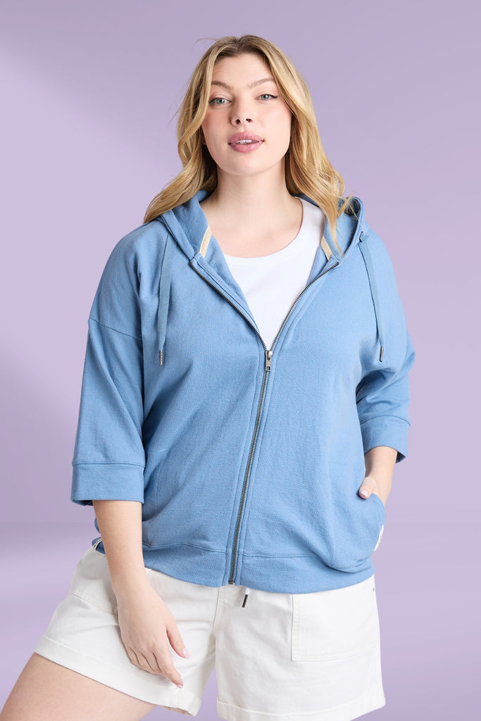 Elm Beachy Zip Hoodie Blue Shadow From BoxHill