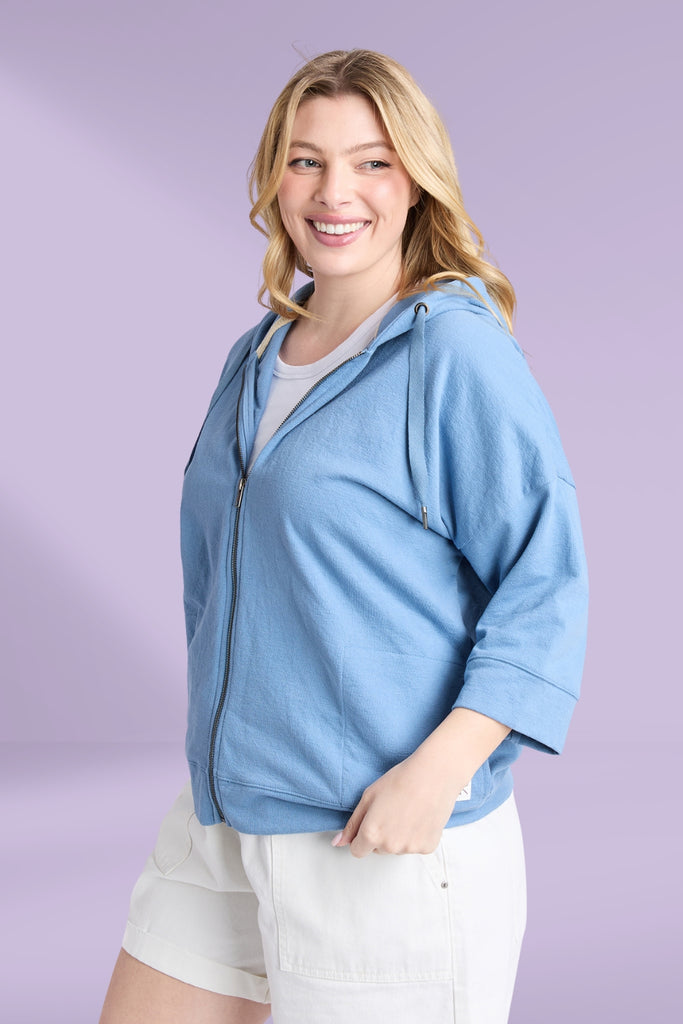 Elm Beachy Zip Hoodie Blue Shadow From BoxHill