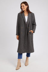 Elm Becky Houndstooth Coat Charcoal From BoxHill