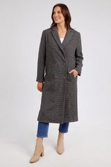 Elm Becky Houndstooth Coat Charcoal From BoxHill