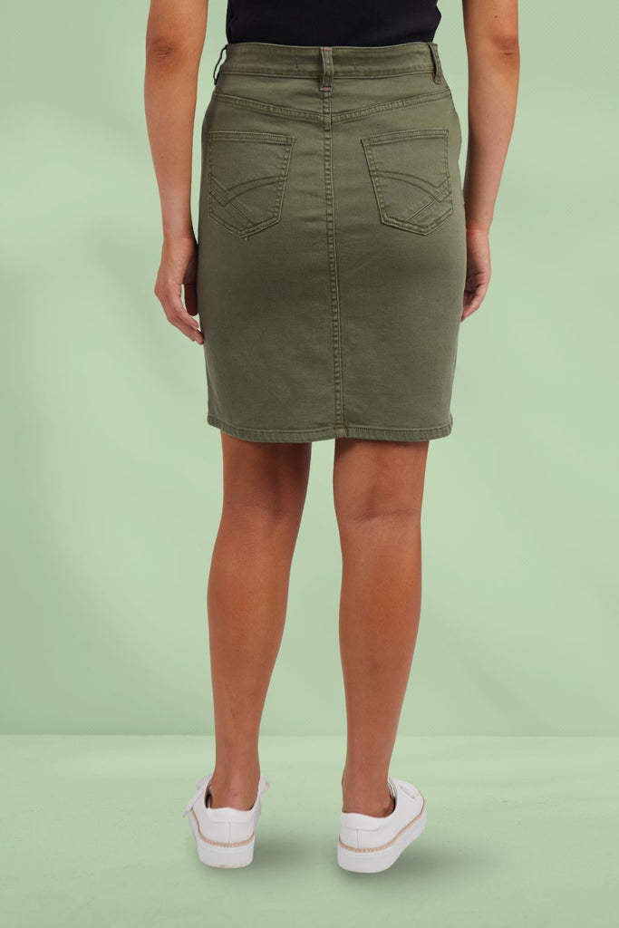 Elm Belle Denim Skirt Washed Khaki From BoxHill