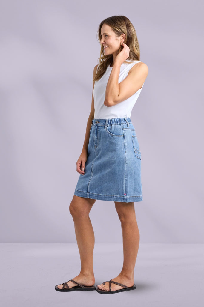 Elm Birdie Denim Skirt Light Blue Wash From BoxHill