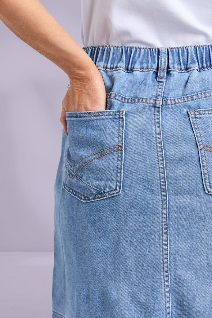 Elm Birdie Denim Skirt Light Blue Wash From BoxHill