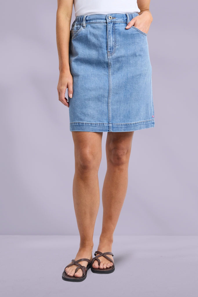 Elm Birdie Denim Skirt Light Blue Wash From BoxHill