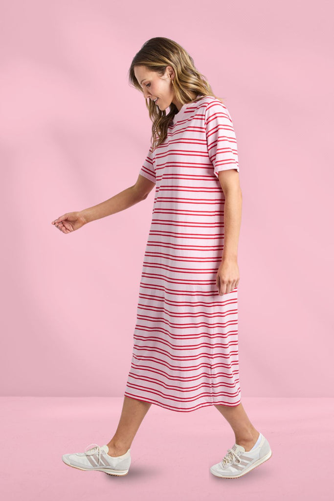 Elm Bon Bon Dress Red and Pink Stripe From BoxHill