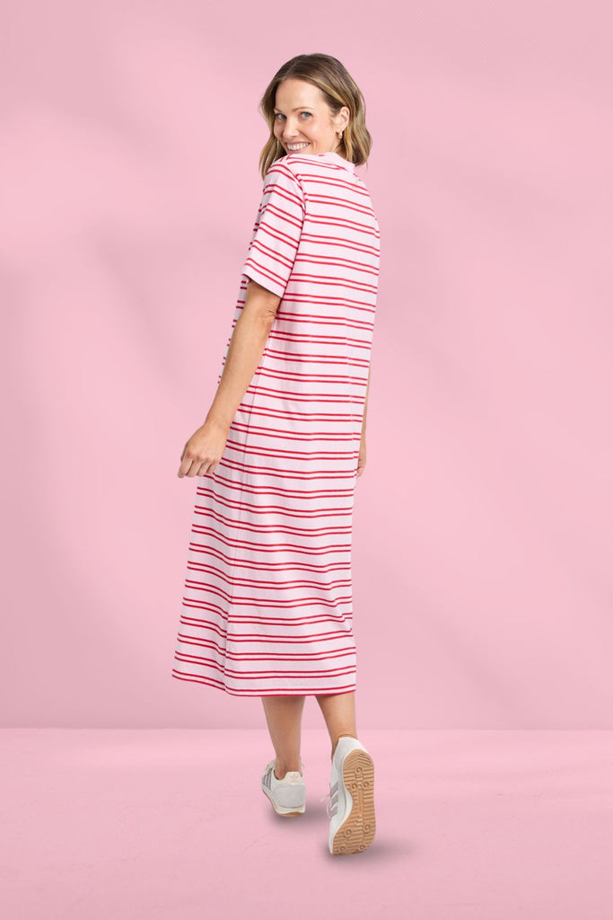 Elm Bon Bon Dress Red and Pink Stripe From BoxHill