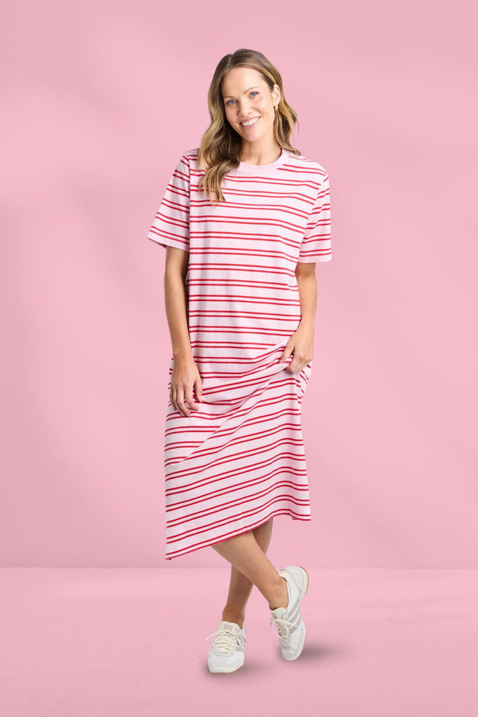 Elm Bon Bon Dress Red and Pink Stripe From BoxHill