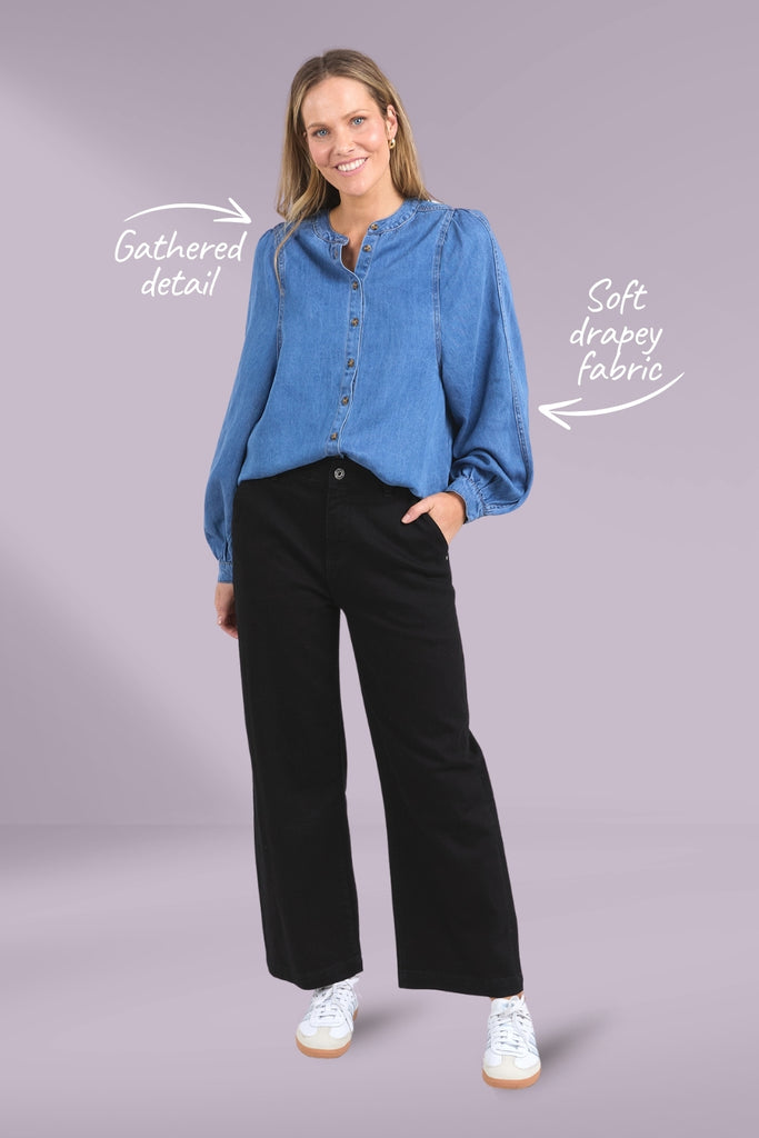 Elm Brooke Denim Shirt Mid Blue From BoxHill