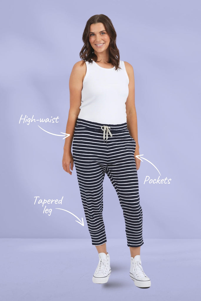 Elm Brunch Pants Navy White Stripe From BoxHill