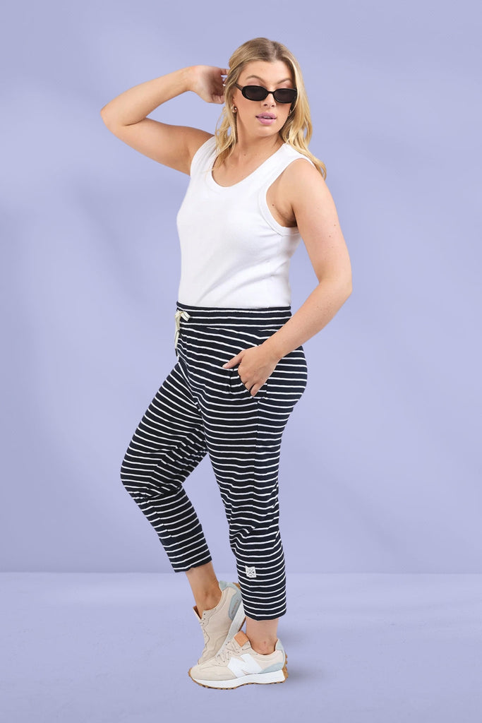 Elm Brunch Pants Navy White Stripe From BoxHill