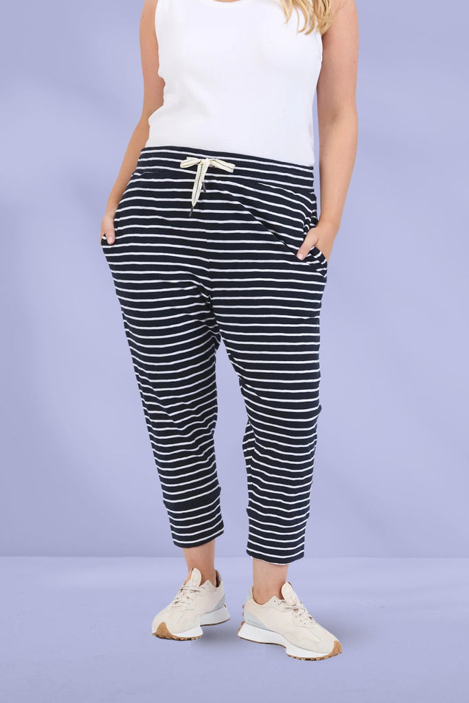 Elm Brunch Pants Navy White Stripe From BoxHill