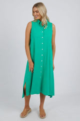Elm Cara Sleeveless Shirt Dress Bright Green From BoxHill