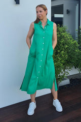 Elm Cara Sleeveless Shirt Dress Bright Green From BoxHill